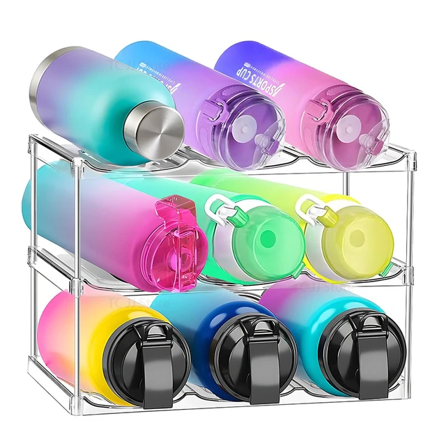 Alt view image 2 of 7 - 3 Tier Stackable Water Bottle Organizer Holder for Cabinet Plastic Clear Wine Rack Kitchen Storage Holder For Wine Drink Bottles
