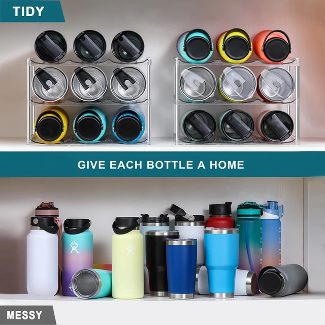 Alt view image 4 of 7 - 3 Tier Stackable Water Bottle Organizer Holder for Cabinet Plastic Clear Wine Rack Kitchen Storage Holder For Wine Drink Bottles