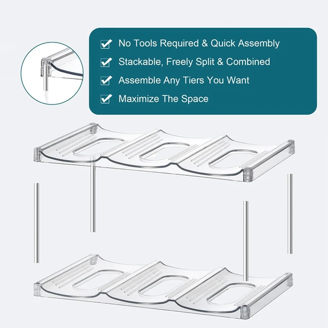 Alt view image 6 of 7 - 3 Tier Stackable Water Bottle Organizer Holder for Cabinet Plastic Clear Wine Rack Kitchen Storage Holder For Wine Drink Bottles