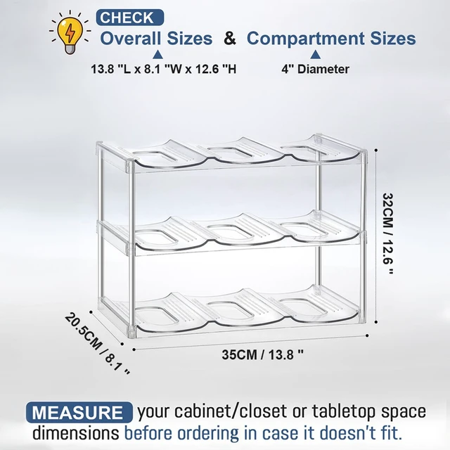 Alt view image 7 of 7 - 3 Tier Stackable Water Bottle Organizer Holder for Cabinet Plastic Clear Wine Rack Kitchen Storage Holder For Wine Drink Bottles