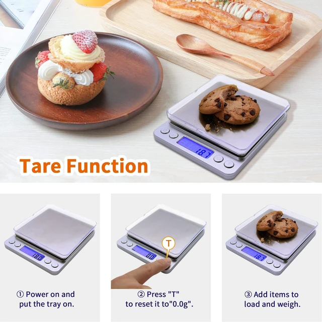 Alt view image 4 of 7 - Gram Scale,Capacity 3000g Accuracy 0.1g Mini Food Scales Digital Weight Grams and Oz,Small Kitchen High Precision for Espresso,Baking,Jewelry,Soap Making,Silver