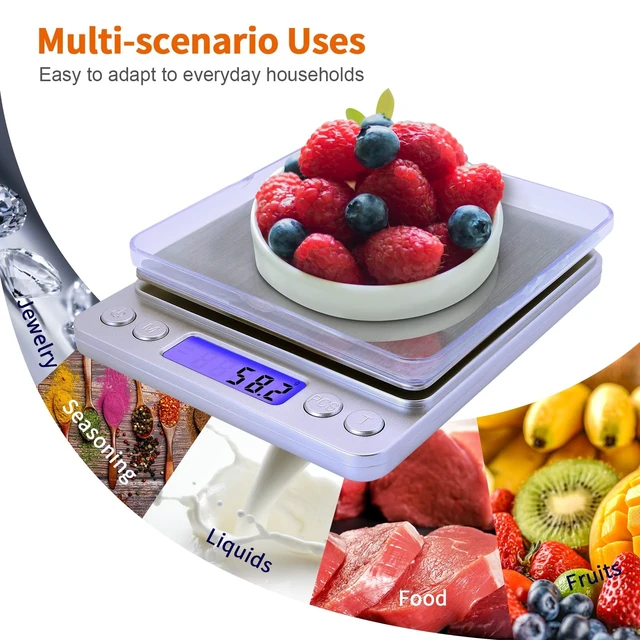 Alt view image 7 of 7 - Gram Scale,Capacity 3000g Accuracy 0.1g Mini Food Scales Digital Weight Grams and Oz,Small Kitchen High Precision for Espresso,Baking,Jewelry,Soap Making,Silver
