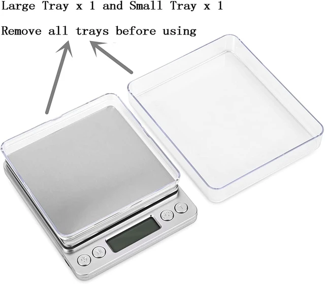 Alt view image 3 of 7 - Digital Gram Scale 500g 0.1g Food Scale, High Accuracy Kitchen Scale, Multifunctional Stainless Steel Mini Pocket Scale with LCD Display Tare Features, Silver
