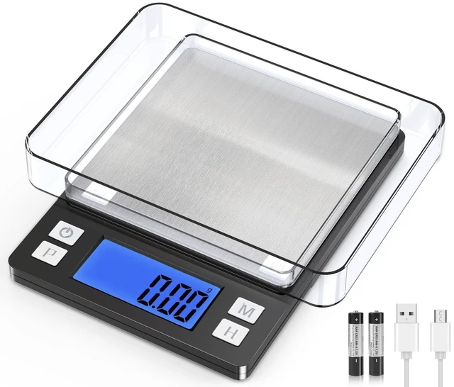 Main image of 0.01g Small Digital Gram Scale, Upgraded 1kg Jewelry Scale | USB Rechargeable, Larger Display, Hold Function, High Precision, Grams and Ounces for Herb, Coin, Powder,Yeast, Kitchen Black