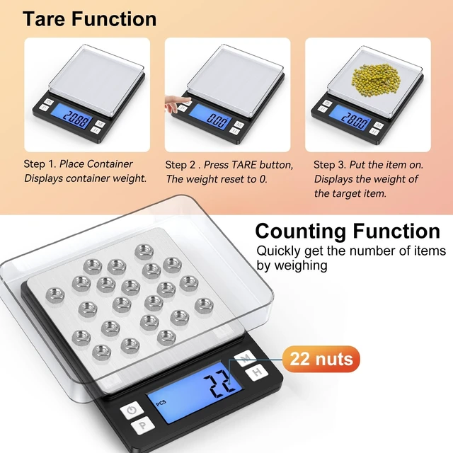 Alt view image 7 of 7 - 0.01g Small Digital Gram Scale, Upgraded 1kg Jewelry Scale | USB Rechargeable, Larger Display, Hold Function, High Precision, Grams and Ounces for Herb, Coin, Powder,Yeast, Kitchen Black