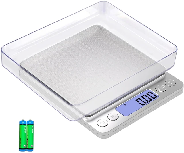 Main image of Gram Scale Small Digital Food Scale, 500g by 0.01Gram/0.001Ounce, Accurate Weighting, Multifunction Kitchen Scale for Jewelry/Baking/Soap, 9 Units, Tare Function, LCD Display, Including Battery