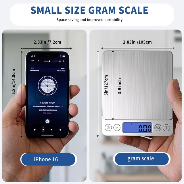 Alt view image 4 of 7 - Gram Scale Small Digital Food Scale, 500g by 0.01Gram/0.001Ounce, Accurate Weighting, Multifunction Kitchen Scale for Jewelry/Baking/Soap, 9 Units, Tare Function, LCD Display, Including Battery