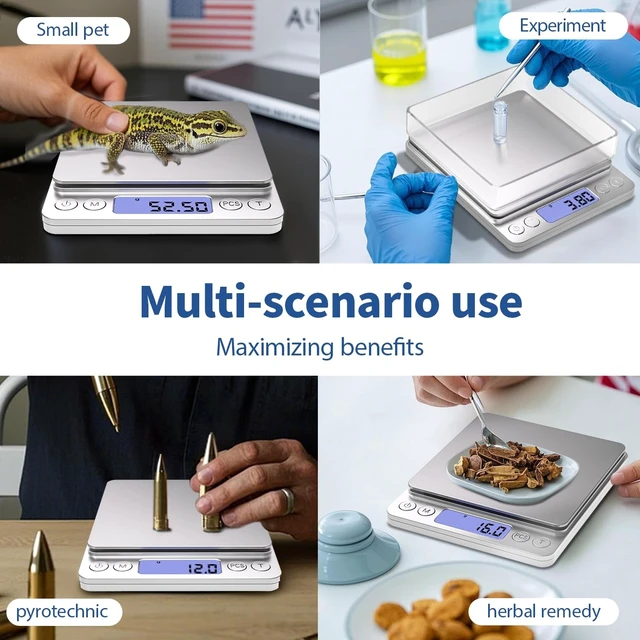 Alt view image 7 of 7 - Gram Scale Small Digital Food Scale, 500g by 0.01Gram/0.001Ounce, Accurate Weighting, Multifunction Kitchen Scale for Jewelry/Baking/Soap, 9 Units, Tare Function, LCD Display, Including Battery
