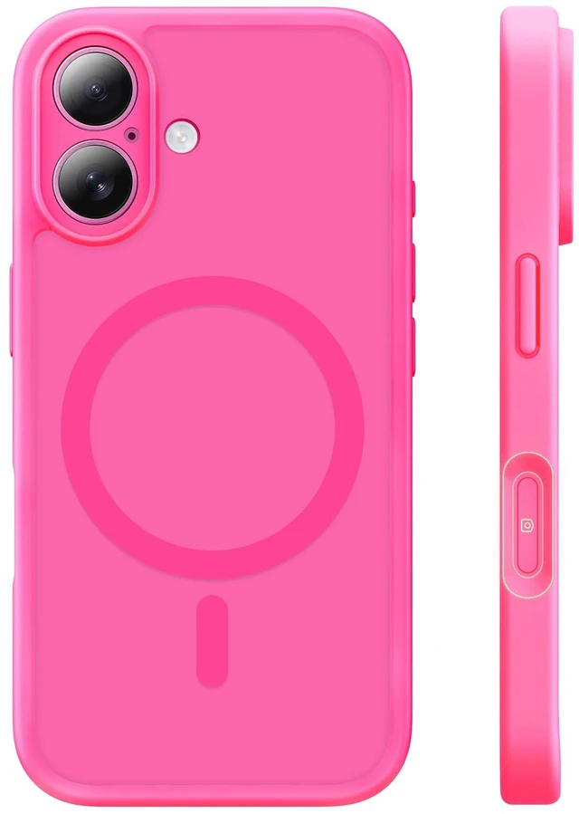 Main image of TAURI for iPhone 16 Case, Compatible with MagSafe, Hot Pink | (Full Camera Protection) Camera Control Cover Military-Grade Protection Magnetic Phone Case for 16 6.1"