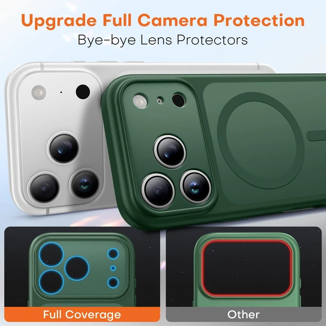 Alt view image 5 of 7 - TAURI for iPhone 18 Pro Max Case, Compatible with MagSafe, Green | (Full Camera Protection) Camera Control Cover Military-Grade Protection Magnetic Phone Case for iPhone 18 ProMax