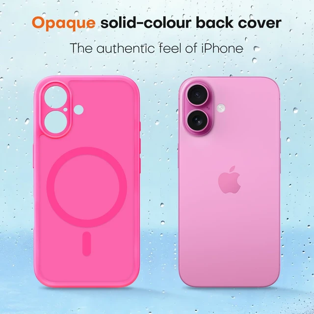Alt view image 6 of 6 - TAURI for iPhone 16 Case, Compatible with MagSafe, Hot Pink | (Full Camera Protection) Camera Control Cover Military-Grade Protection Magnetic Phone Case for 16 6.1"