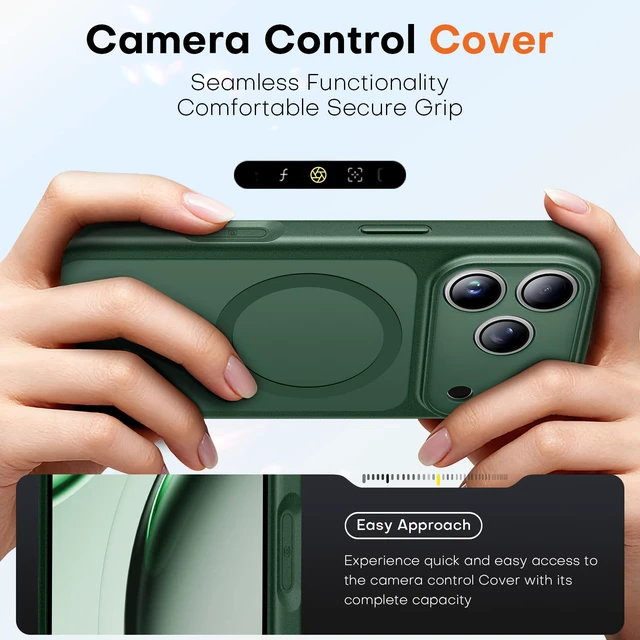 Alt view image 6 of 7 - TAURI for iPhone 18 Pro Max Case, Compatible with MagSafe, Green | (Full Camera Protection) Camera Control Cover Military-Grade Protection Magnetic Phone Case for iPhone 18 ProMax