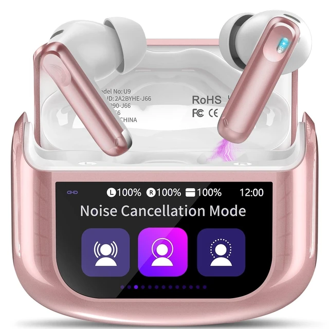 Main image of Active Noise Cancelling Ear Buds 48H Wireless Earbuds with Touch Screen | HiFi Stereo Bluetooth Headphones with ENC Noise Cancelling/Transparency Mode, IPX7 Earphones with 5 EQ Modes, Rose