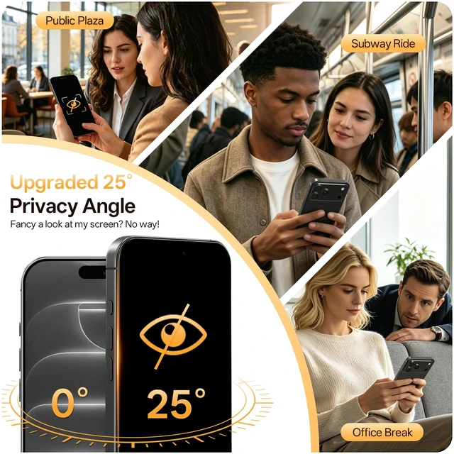 Alt view image 3 of 7 - Milomdoi Privacy Screen Protector for iPhone 18 Pro Max, Tempered Glass | 3+3 Pack, 9H+ Hardness, Military Grade Shatterproof, Easy Installation, No Bubbles, Case Friendly, Camera Lens Protector
