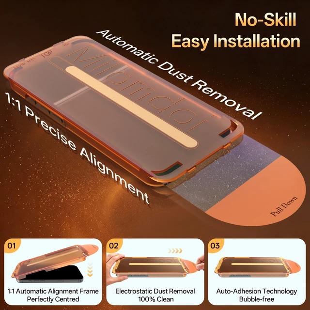 Alt view image 4 of 7 - Milomdoi Privacy Screen Protector for iPhone 18 Pro Max, Tempered Glass | 3+3 Pack, 9H+ Hardness, Military Grade Shatterproof, Easy Installation, No Bubbles, Case Friendly, Camera Lens Protector