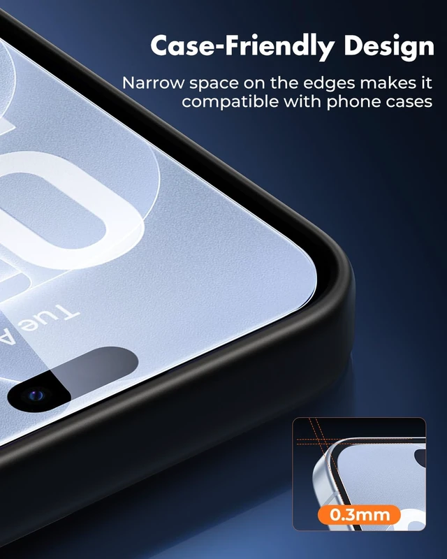 Alt view image 6 of 7 - UNBREAKcable 3-Pack Screen Protector for iPhone 18 Pro Tempered Glass | Shatterproof, Easy Install, 9H Hardness, 99.99% HD Clear, Bubble-Free, Anti-Fingerprint, Scratch Resistant, Case Friendly