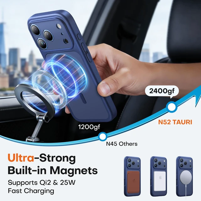 Alt view image 4 of 6 - TAURI for iPhone 18 Pro Max Case, Compatible with MagSafe, Dark Blue | (Full Camera Protection) Camera Control Cover Military-Grade Protection Magnetic Phone Case for iPhone 18 ProMax