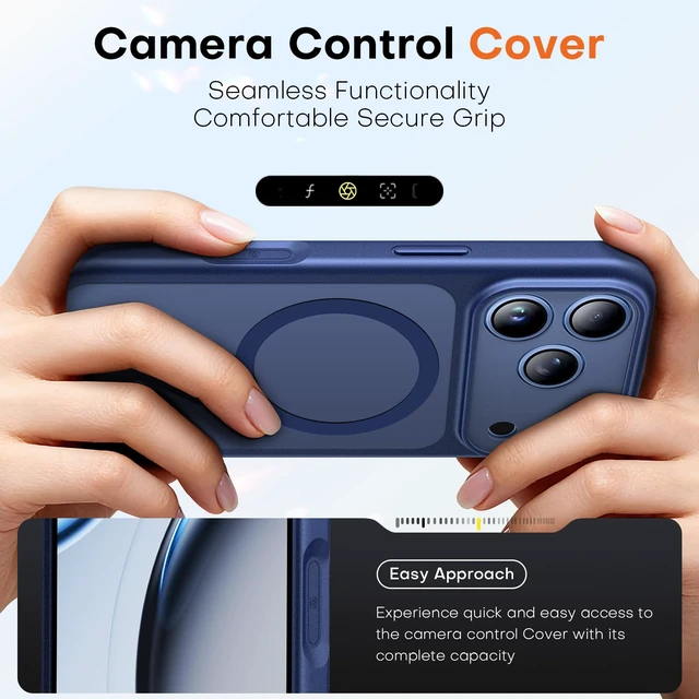 Alt view image 6 of 6 - TAURI for iPhone 18 Pro Max Case, Compatible with MagSafe, Dark Blue | (Full Camera Protection) Camera Control Cover Military-Grade Protection Magnetic Phone Case for iPhone 18 ProMax