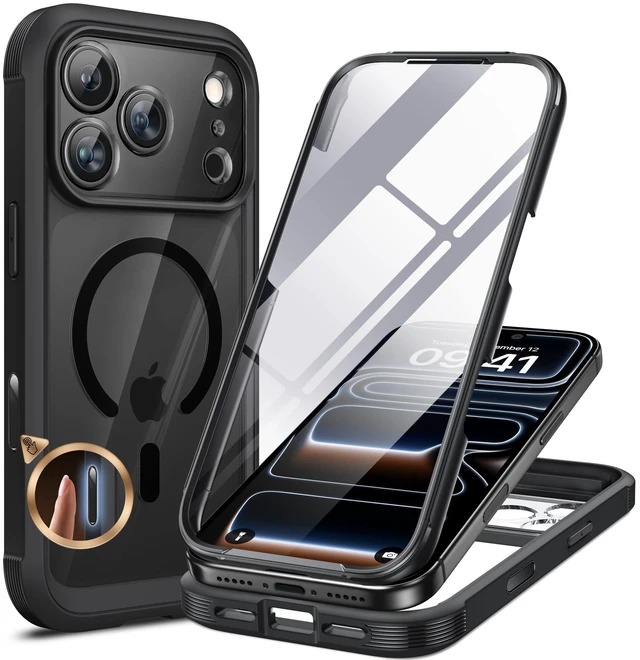 Main image of Miracase for iPhone 18 Pro Max Case 6.9", Full Body Phone Protection, Black | Built-in Screen & Camera Protector | Magnetic with MagSafe | Military DropProof 18 ProMax Bumper with Camera Control
