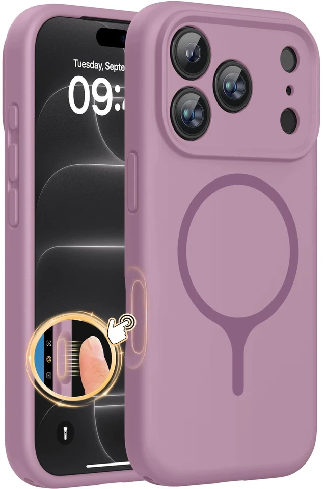 Main image of Miracase Magnetic for iPhone 18 Pro Case, Silicone, Blackcurrant | Compatible with MagSafe, Soft Microfiber Lining,Shockproof Drop Protection Phone Case for 18 Pro