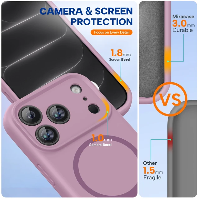 Alt view image 3 of 7 - Miracase Magnetic for iPhone 18 Pro Case, Silicone, Blackcurrant | Compatible with MagSafe, Soft Microfiber Lining,Shockproof Drop Protection Phone Case for 18 Pro