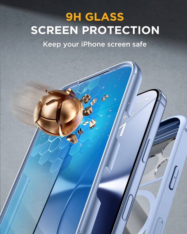 Alt view image 3 of 7 - Miracase for iPhone 18 Pro Max Case Full Body Phone Protection-Glacier Blue | Built-in Screen & Camera Protector | Magnetic with MagSafe | Military DropProof 18 ProMax Bumper with Camera Control