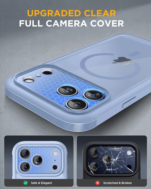 Alt view image 4 of 7 - Miracase for iPhone 18 Pro Max Case Full Body Phone Protection-Glacier Blue | Built-in Screen & Camera Protector | Magnetic with MagSafe | Military DropProof 18 ProMax Bumper with Camera Control