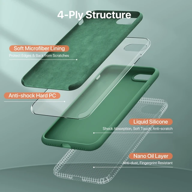 Alt view image 5 of 7 - Miracase Silicone for iPhone SE 2022/SE 2020/7/8 Case,Acacia Green | Ultra Slim Cover with Screen Protector, Soft Microfiber Lining, Multi-Color Premium Silicone Shockproof Phone Case
