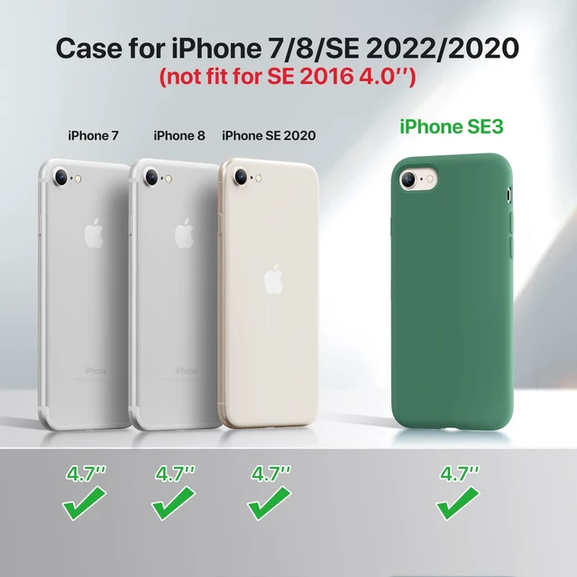 Alt view image 7 of 7 - Miracase Silicone for iPhone SE 2022/SE 2020/7/8 Case,Acacia Green | Ultra Slim Cover with Screen Protector, Soft Microfiber Lining, Multi-Color Premium Silicone Shockproof Phone Case