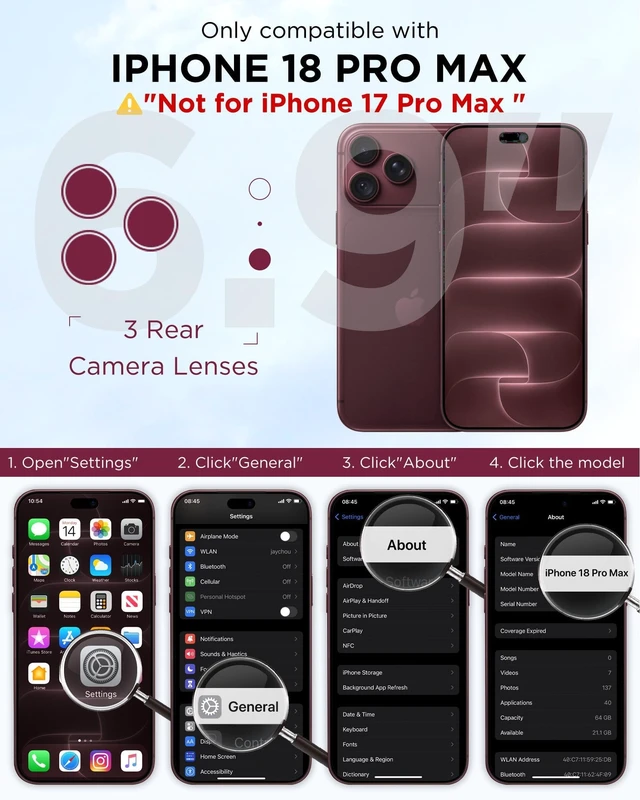 Alt view image 3 of 7 - Diaclara Magnetic & Screen Protector for iPhone 18 Pro Max Case Burgundy | Fit for MagSafe, Builtin AntiScratch TouchSensitive Screen Protector, 360° DualLayer Rugged, MilGrade Drop Protection