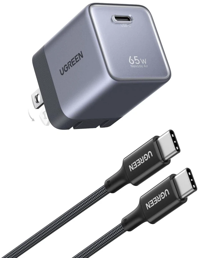 Main image of UGREEN Nexode Air 65W USB C GaN Charger Block with 3.3ft Cable, Black | AVS Fast Charging for iPhone 18 Pro Max, Mini Size (1.22 × 1.30 × 1.59 in), for MacBook, iPhone 18/17, Galaxy S26/S25, Pixel