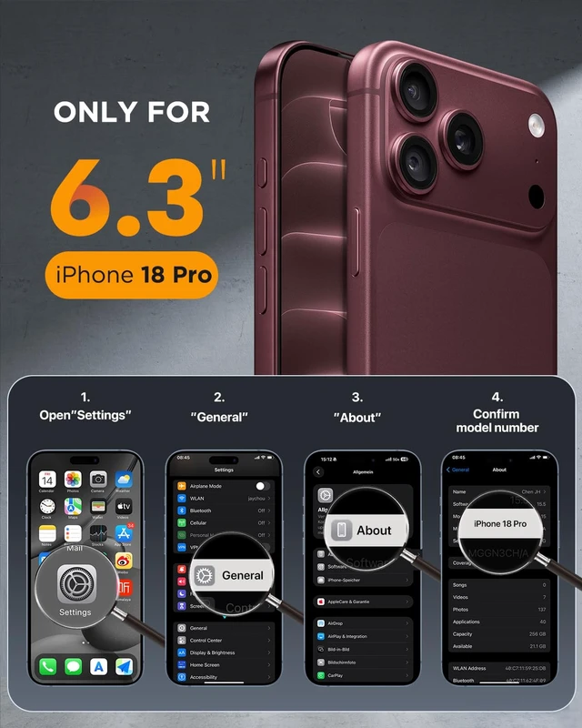 Alt view image 2 of 7 - Miracase Magnetic for iPhone 18 Pro Case 6.3",Full Body Protection,Burgundy | Built-in Glass Screen & Full Camera Protector,Compatible with MagSafe,Military Drop Protection Phone Case with Camera