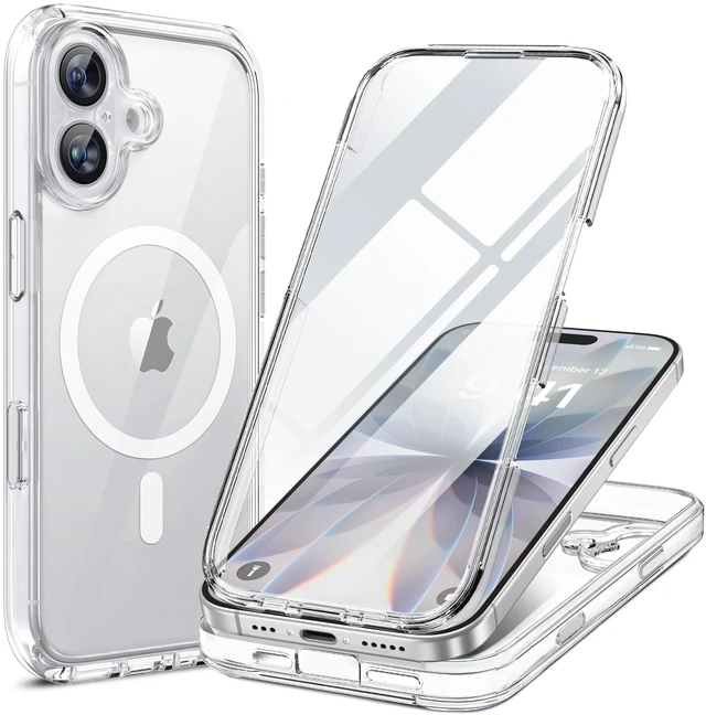 Main image of miracase for iPhone 17 Case 6.3'', Full-Body Military Grade Drop Protection Outdoor Phone case with Built-in Glass Screen &Camera Control,Easy Installation,Compatible with MagSafe,Clear
