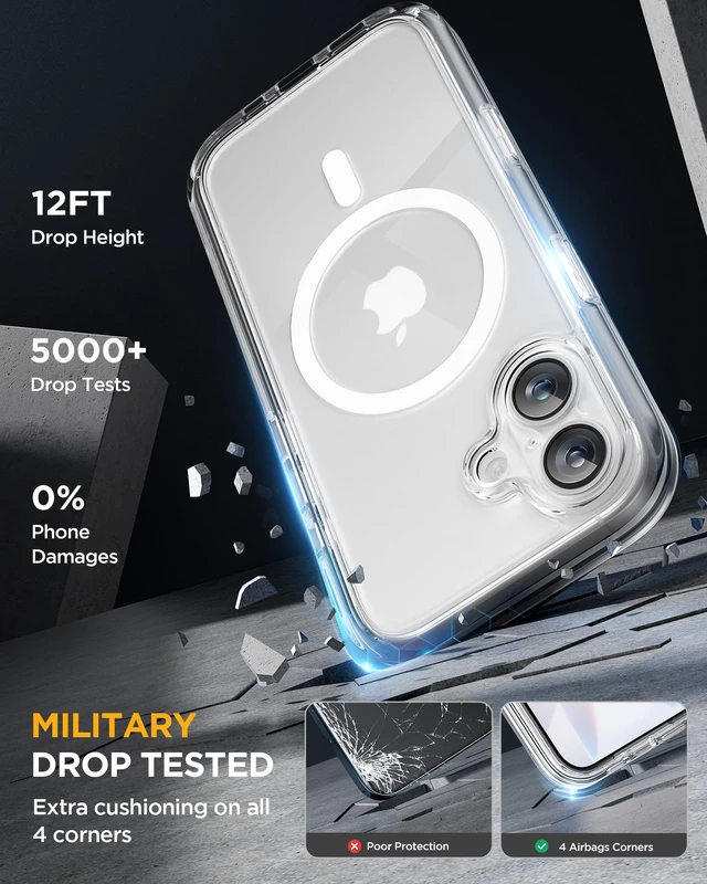 Alt view image 5 of 7 - miracase for iPhone 17 Case 6.3'', Full-Body Military Grade Drop Protection Outdoor Phone case with Built-in Glass Screen &Camera Control,Easy Installation,Compatible with MagSafe,Clear