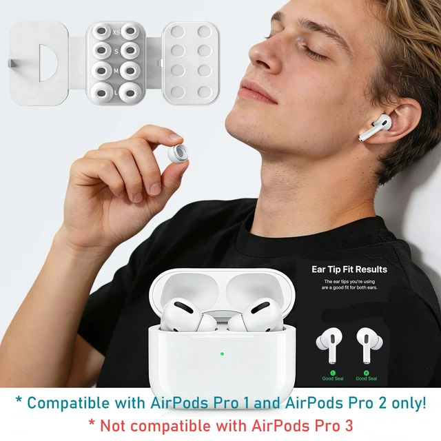 Alt view image 2 of 7 - SIXFU 4 Sizes of Ear Tip Replacement Compatible with AirPod Pro and AirPods Pro 2 Ear Tips with Portable Storage Box & Cleaning Kit, Noise Reduction Hole & Dense Dust Guard Screen(XS/S/M/L)-White