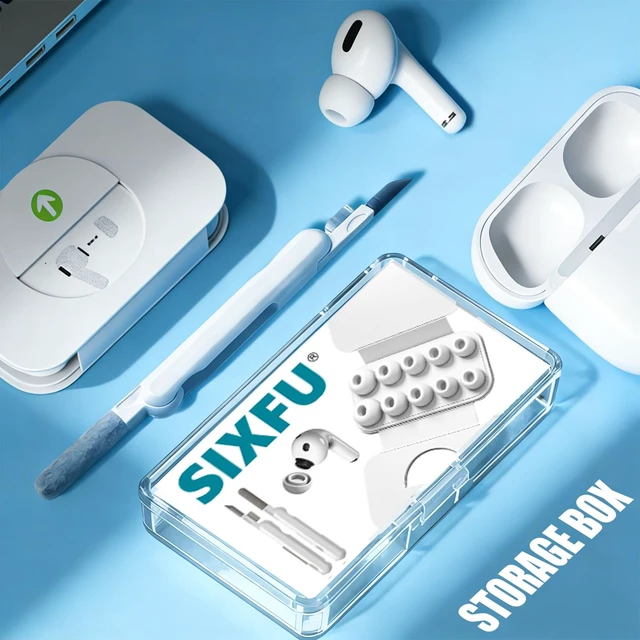 Alt view image 7 of 7 - SIXFU 4 Sizes of Ear Tip Replacement Compatible with AirPod Pro and AirPods Pro 2 Ear Tips with Portable Storage Box & Cleaning Kit, Noise Reduction Hole & Dense Dust Guard Screen(XS/S/M/L)-White
