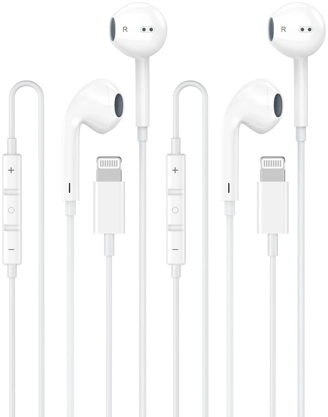 Main image of 2 Pack Apple MFi Certified Wired Earbuds for iPhone, Lightning Headphones | Wired Lightning Earbuds with Mic & Volume Control Stereo Headphones Earphones for iPhone 14 13 12 11 Pro Max XS XR X 8