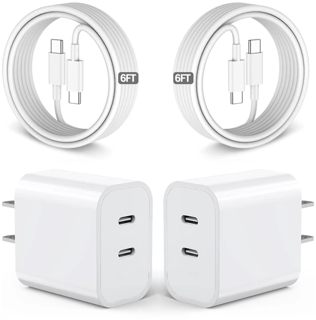 Main image of iPhone Charger Fast Charging,2Pack Dual Port USB C Fast Wall Chargers Block with 6FT USB C Cable for Apple iPhone 17e/17 Pro Max/17Pro/Air/iPhone 16Pro Max/16 Plus/16e/15/iPad Pro/Air/Mini/AirPod
