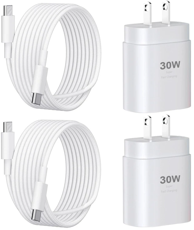 Main image of Phone 16 15 Charger Fast Charging,30W Type C Chargers USB C Charge Block with 2 Pack 10FT USB C Cable Nylon Braided for Phones 16/16 Plus/16 Pro/16 Pro Max/Phone 15/15 Pro Max/Pad Pro/AirPods,White