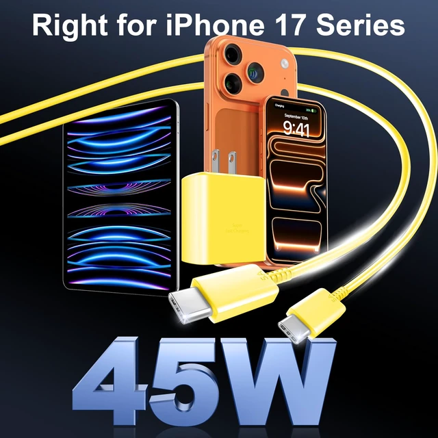 Alt view image 5 of 7 - Phone 18 17 Pro Max Charger Fast Charging 45W USBC Phone Duo Fast Charger | New iPhone Super Fast Charger with 10 FT Long Type C Fast Charging Cable Cord for iPhone 18 Pro Max/Pro/Duo/17/16/Pro Max/