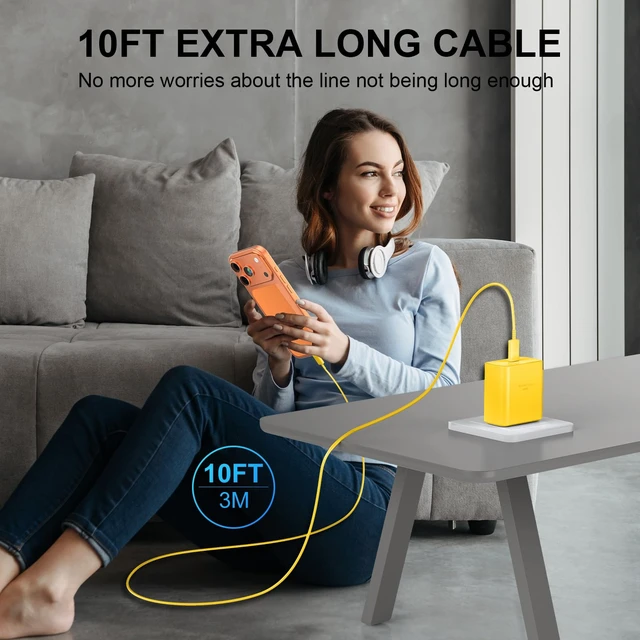 Alt view image 7 of 7 - Phone 18 17 Pro Max Charger Fast Charging 45W USBC Phone Duo Fast Charger | New iPhone Super Fast Charger with 10 FT Long Type C Fast Charging Cable Cord for iPhone 18 Pro Max/Pro/Duo/17/16/Pro Max/