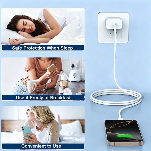 Alt view image 7 of 7 - Air-Pods Pro 3 Fast Charger,AirPod Charger Fast Charging USB C Wall Chargers Block Plug&Type C to C Cable Cord for AirPod Pro 3rd/2nd,Air-Pods 4,AirPod Max 2(2026),iPhone 17 Pro Max/Air/16/15