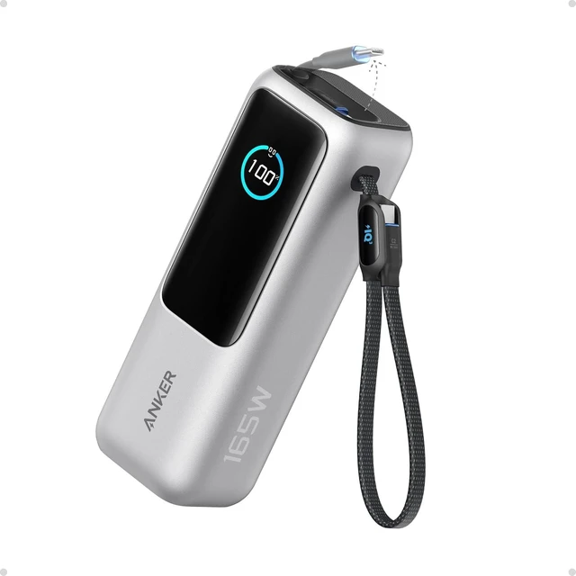 Main image of Anker Laptop Power Bank, 25,000mAh Travel Essential with 165W Total Output | 3 USB-C Ports with 100W Max Each, Built-In Retractable Cables, Flight-Ready, for iPhone 17 Series, MacBook, and More