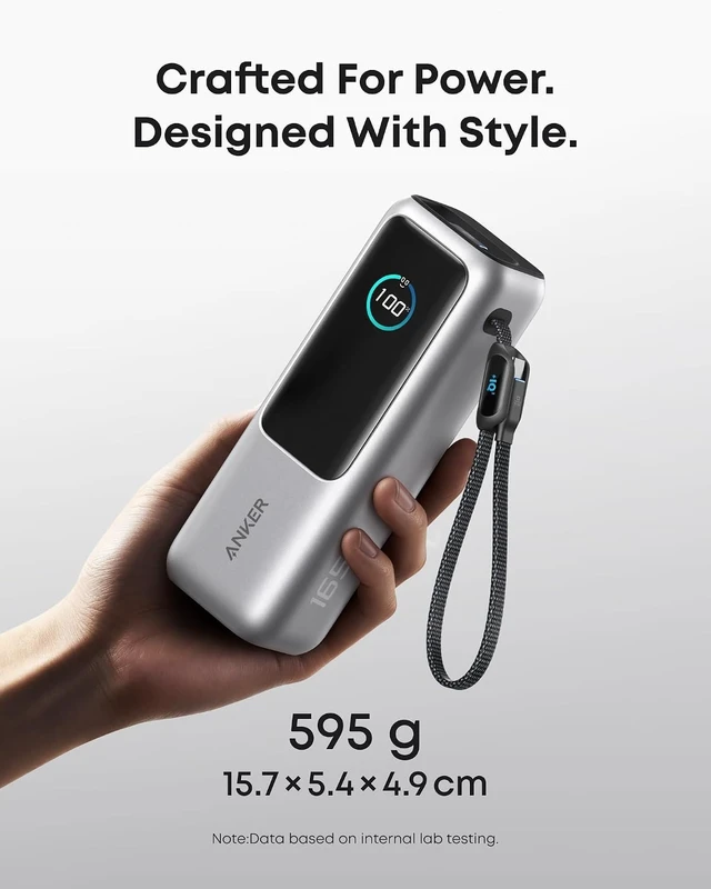 Alt view image 7 of 7 - Anker Laptop Power Bank, 25,000mAh Travel Essential with 165W Total Output | 3 USB-C Ports with 100W Max Each, Built-In Retractable Cables, Flight-Ready, for iPhone 17 Series, MacBook, and More
