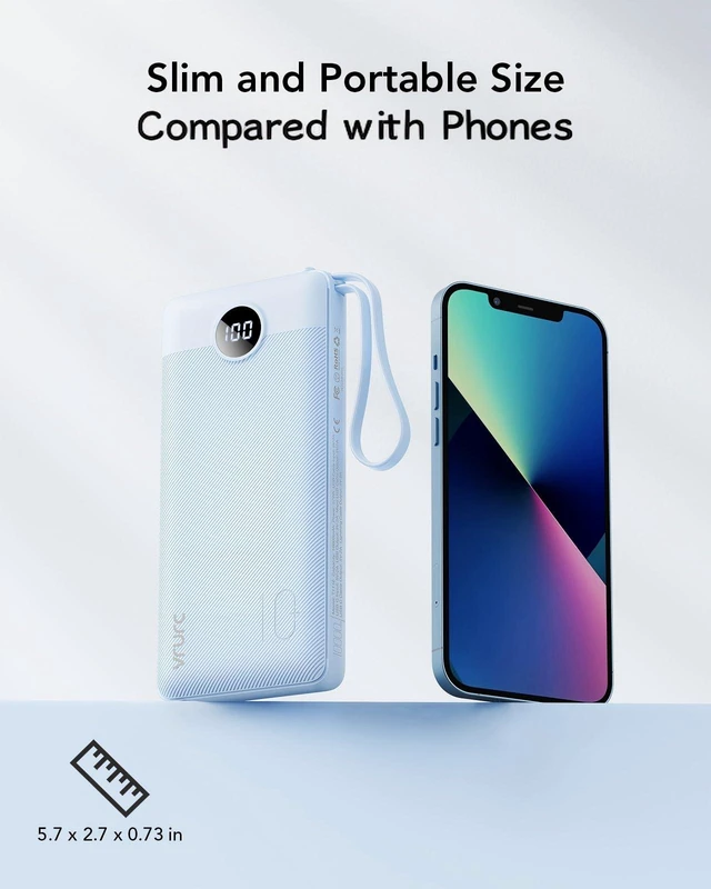 Alt view image 6 of 7 - Portable Phone Charger, Built in 4 Cables USB C Power Bank 10000mAh | Flight-Safe Travel Portable Charger, Lighewight Slim External Battery 5 Outputs for iPhone 17/16/15, Samsung,Android-(1 Pack)