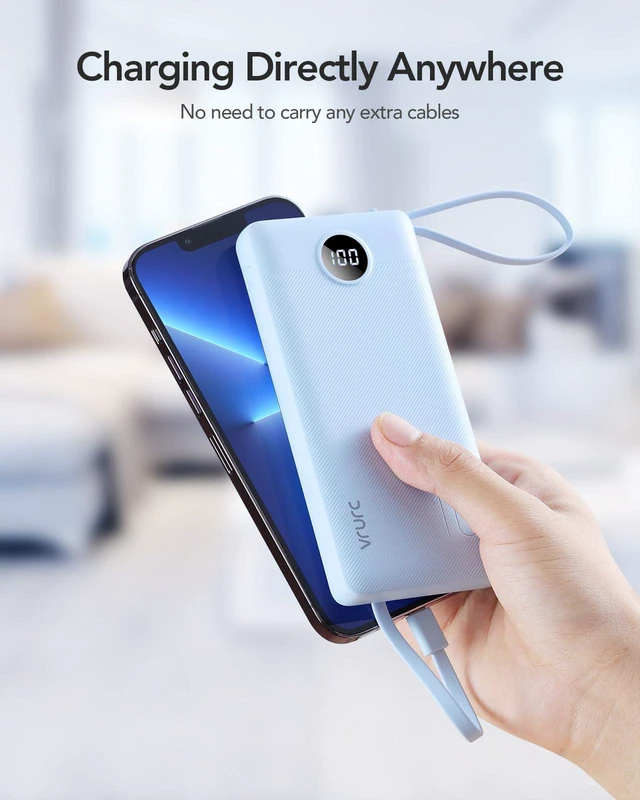 Alt view image 7 of 7 - Portable Phone Charger, Built in 4 Cables USB C Power Bank 10000mAh | Flight-Safe Travel Portable Charger, Lighewight Slim External Battery 5 Outputs for iPhone 17/16/15, Samsung,Android-(1 Pack)