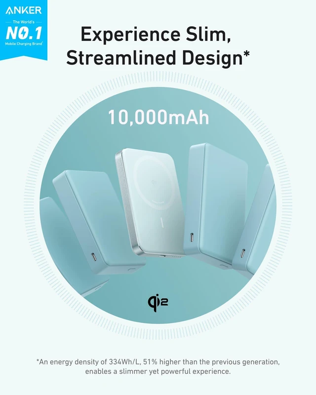 Alt view image 2 of 6 - Anker MagGo Power Bank, 10,000mAh Qi2-Certified 15W Portable Charger | Slim and Fast MagSafe-Compatible Battery Pack, Ergonomic Design, for iPhone 16 / 15 / 14 / 13 Series and More
