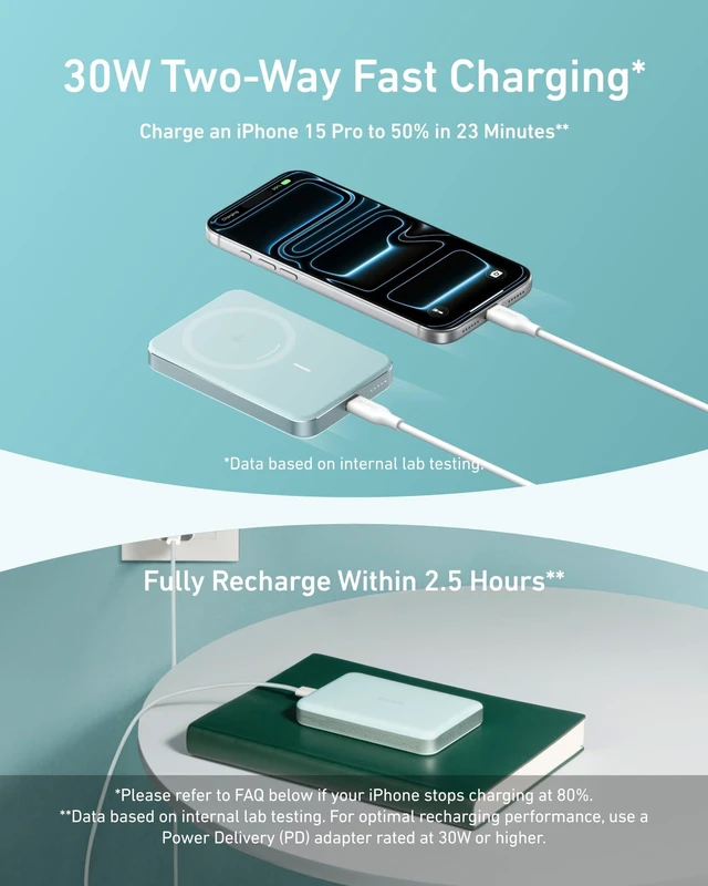 Alt view image 6 of 6 - Anker MagGo Power Bank, 10,000mAh Qi2-Certified 15W Portable Charger | Slim and Fast MagSafe-Compatible Battery Pack, Ergonomic Design, for iPhone 16 / 15 / 14 / 13 Series and More
