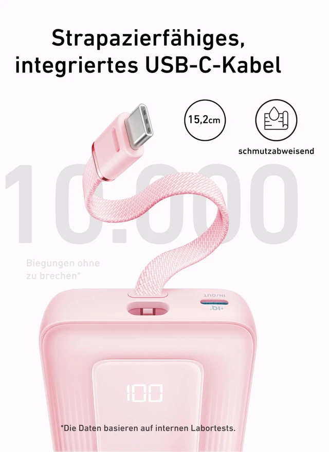 Alt view image 5 of 7 - Anker Zolo Power Bank,20,000mAh 30W Portable Charger with Built-in USB-C | High-Speed Portable Charger for iPhone 17 / 16 / 15 Series, Galaxy, and More
