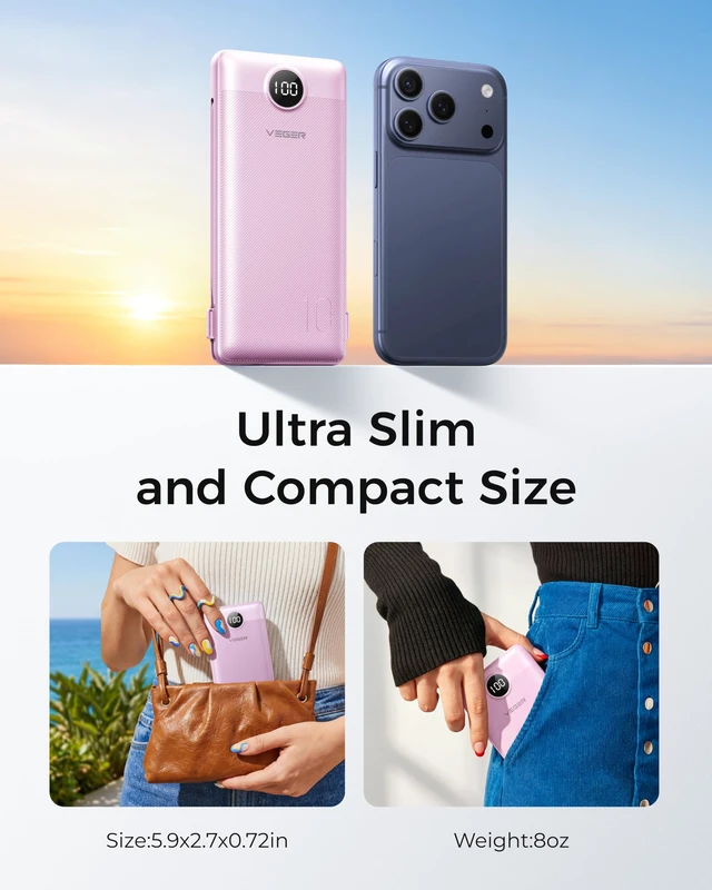 Alt view image 7 of 7 - Portable Charger for iPhone, Power Bank Built in Cables and Wall Plug | 10000mAh,Ultra Slim&Compact,5 Outputs,LED Display,Power Bank for iPhone,Samsung,Travel Essentials for Camping Cruise Business